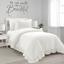 White Cotton Twin XL Ruffled Duvet Cover Set