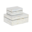 Elegant Coastal White Mother of Pearl Rectangular Keepsake Box Set