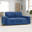 Blue Stretch Velvet Loveseat Slipcover with Elastic Closure