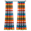 Boho Stripe Turquoise and Tangerine Polyester Curtain Panels