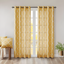 Yellow and White Light-Filtering Grommet Curtain Panel