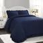 Navy Full Microfiber Ruffled Comforter Set