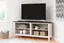 Transitional Two-Tone Corner TV Stand with Shelves and Fireplace