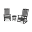 Nautical 2-Person Black HDPE Rocking Chair Porch Set