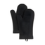 Onyx Black Ribbed Silicone 2-Piece Oven Mitt Set