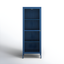 Tall Blue Metal and Glass Display Cabinet