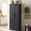 Black 72'' Farmhouse Kitchen Pantry Cabinet with Barn Doors and Drawer