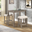 Taupe Rectangular Counter Height 3-Piece Dining Set with Beige Upholstered Stools