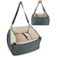 Gray Small Dog Car Seat with Adjustable Straps and Storage Pockets