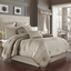 Ivory and Champagne King Reversible Comforter Set with Jacquard Accents