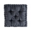 Charcoal Poly Chenille 20" Square Tufted Floor Pillow with Scalloped Edge