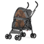 Black and White Polka Dot Foldable Pet Stroller with Mesh Windows