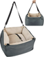 Gray Small Dog Car Seat with Adjustable Straps and Storage Pockets