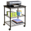 Black Metal 24" Printer Cart with Shelves and Casters