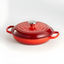 Cerise Red Enameled Cast Iron Round Braiser with Lid