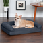 Medium Iron Gray Orthopedic Foam Bolster Pet Sofa Bed