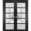 Matte Black 84 x 96 Inches Frosted Glass French Double Doors