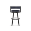 Navy Blue Faux Leather Swivel Counter Stool with Black Metal