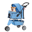 Blue 3-Wheel Folding Pet Stroller for Dogs