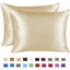 Ivory Satin and Silk Standard Pillowcase Set with Zipper