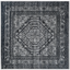 4' Square Silver and Black Medallion Synthetic Rug