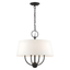 Mini Drum 4-Light Black Pendant with Off-White Shade