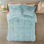 Aqua Twin Reversible Faux Fur Comforter Set