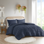 Navy Twin Down Alternative Microfiber Comforter Set with Pom Poms