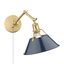 Pewter and Navy Blue Adjustable Swing Arm Sconce