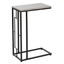 Light Brown and Black C-Shaped Metal and Wood Accent Table