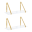 Soloman 21" White and Gold Modern Wooden Wall Shelves - 2 Piece