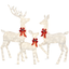 White Lighted Christmas Deer Family Set with Red Bows