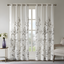 Gray Sheer Botanical Print Grommet Window Panel