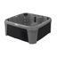 Gray Stone and Black Onyx 7-Person Square Hot Tub with LED Waterfall