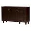 Dark Brown Engineered Wood 3-Door Shoe Storage Cabinet