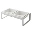 White Elevated Steel and Ceramic Pet Food Stand with Two Bowls