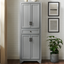 Tara Distressed Gray 68'' Kitchen Pantry with Adjustable Shelving