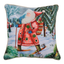 18" Multicolor Embroidered Ski Santa Christmas Throw Pillow