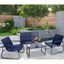 Navy Blue 4-Piece Metal Outdoor Conversation Set