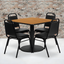 Elegant 36'' Square Natural Laminate Dining Table Set with 4 Black Chairs