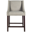 Transitional Belgian Light Grey Linen Counter Stool with Espresso Legs