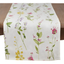 Off-White Linen Watercolor Floral Table Runner