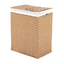 Tan Rectangular Wicker Collapsible Laundry Hamper with Lid