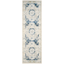 Ivory and Blue Floral Hand-knotted Synthetic Runner Rug