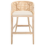 Natural White Washed Wood and Rattan Bar Stool