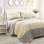 Yellow and Gray Reversible Cotton King Quilt Set