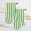 Green and Pink Striped Cotton Oven Mitt Set