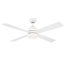 Kwad 52" Matte White Wood Blade Ceiling Fan with LED Light