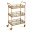 Elegant Gold Metal Tray Bar Cart with Mirrored Shelves