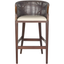 Brando Mahogany and Rattan Barrel Bar Stool with Cream Cushion